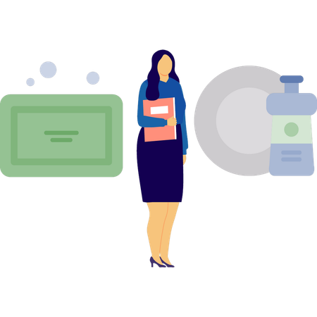 Une femme tient un dossier  Illustration