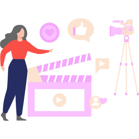 Une femme tourne une vidéo  Illustration