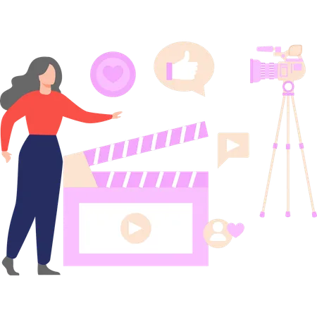 Une femme tourne une vidéo  Illustration