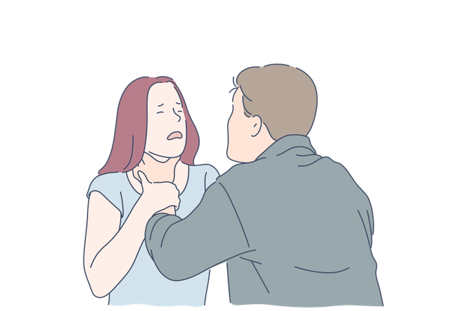 Une fille est confrontée à la violence domestique  Illustration
