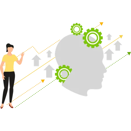 Une fille montre une croissance dans le secteur numérique  Illustration