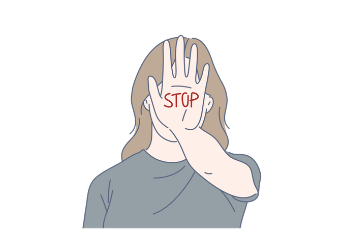 Une fille nie la violence domestique  Illustration