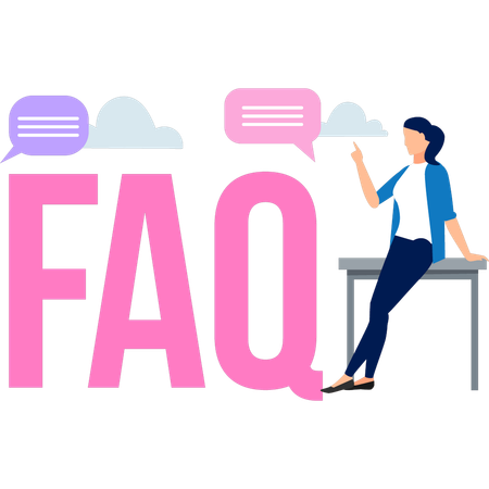 La fille parle du service d'assistance FAQ  Illustration