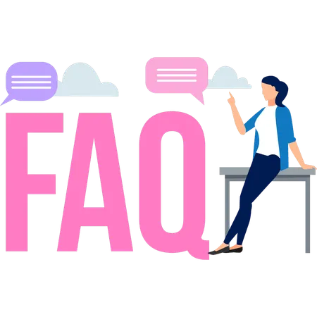 La fille parle du service d'assistance FAQ  Illustration