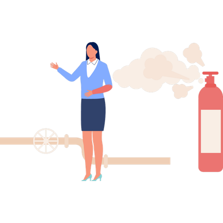 Une fille parle d'un spray anti-virus  Illustration