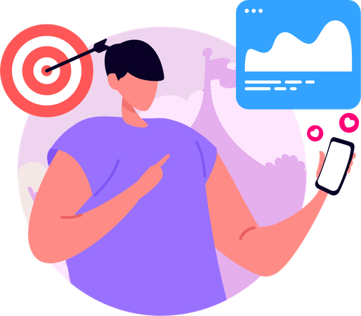 Une fille publie des messages d'engagement tout en faisant une analyse  Illustration