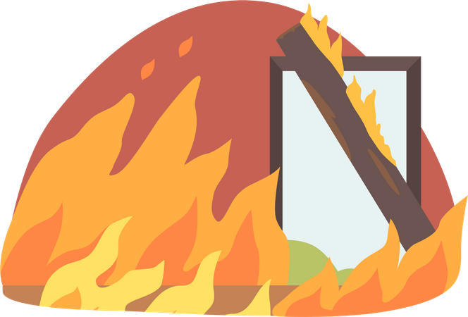 Une maison en feu intense est ravagée par les flammes  Illustration