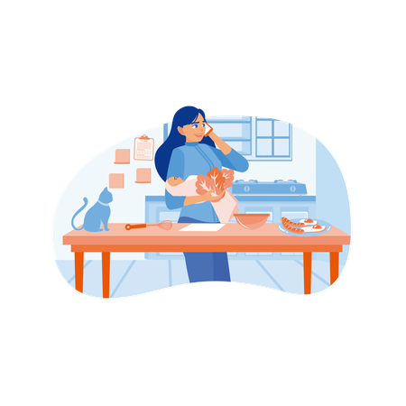 Une mère occupée qui fait beaucoup de travail simultanément  Illustration