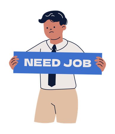 Unemployed executive seeks employment  Illustration