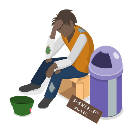Unemployed Man need help  Illustration