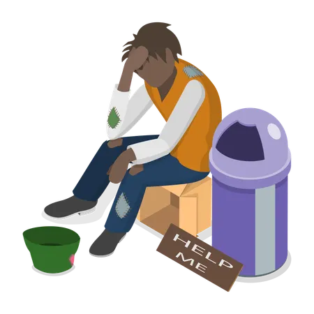 Unemployed Man need help  Illustration