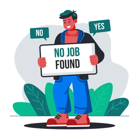 Unemployment holding no job found  Illustration