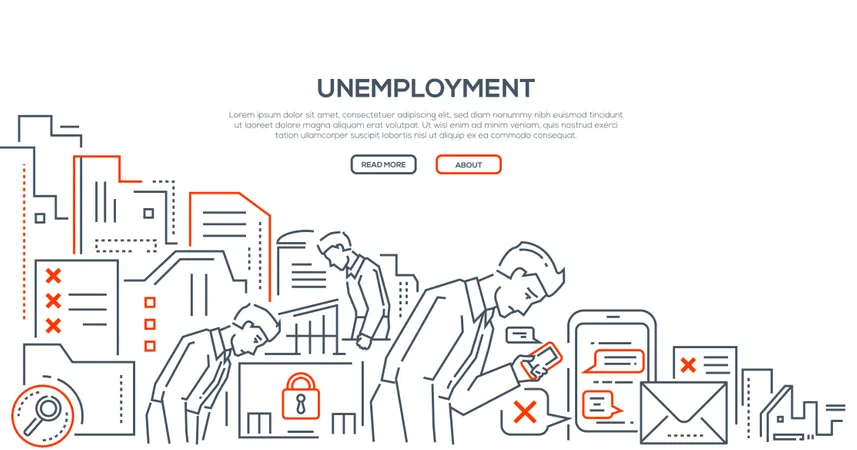 Unemployment - Modern Line Design Style Illustration Illustration