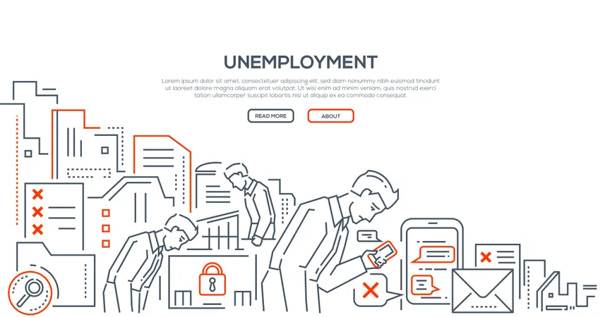 Unemployment - Modern Line Design Style Illustration  Illustration