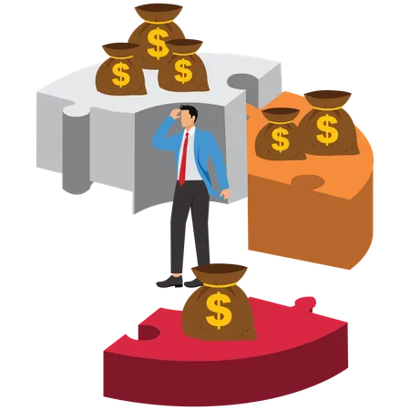 Unequal share, Unequal distribution corresponds to different wealth, Businessman  Illustration