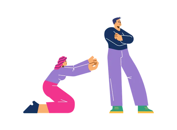 Ungesunde Beziehung zwischen Mann und Frau  Illustration