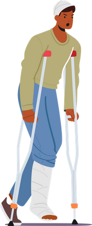 Unglücklicher Mann mit Bein- und Kopfbruch  Illustration