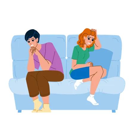 Couple Unhappy Vector Woman Man Relationship Young Problem Sad Home Upset Divorce Argument Husband Couple Unhappy Character People Flat Cartoon Illustration Illustration