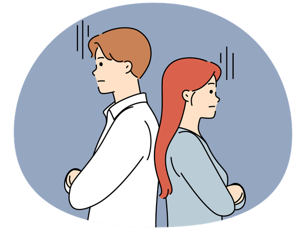 不幸な夫婦は会話を避ける  イラスト