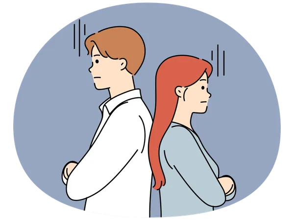 不幸な夫婦は会話を避ける  イラスト