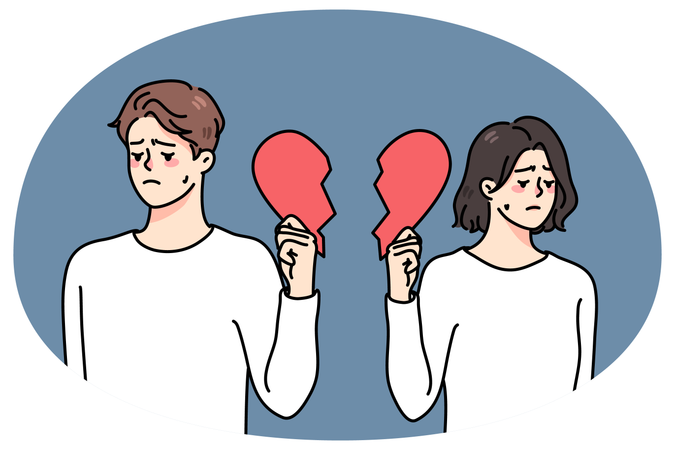 불행한 커플은 이별에 시달린다  일러스트레이션