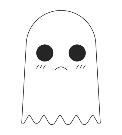 Unhappy cute ghost  Illustration