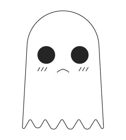 Unhappy cute ghost  Illustration