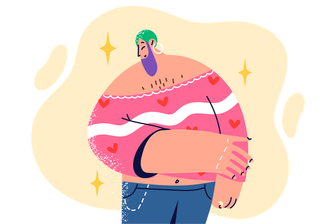 Unhappy fatty woman  Illustration