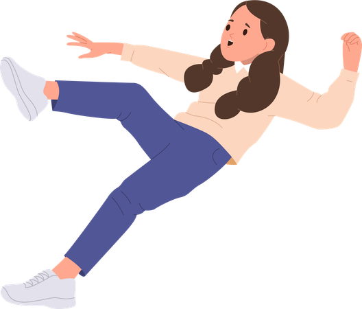 Unhappy girl falling down on walk  Illustration