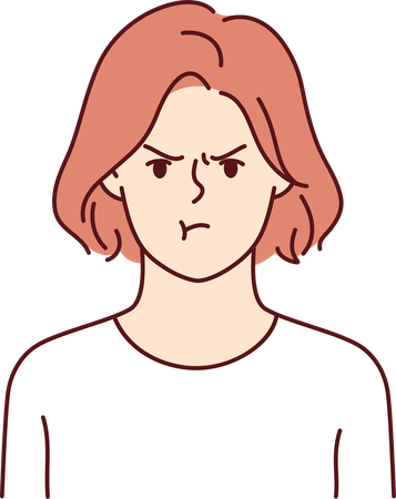 Unhappy girl feeling sad  Illustration