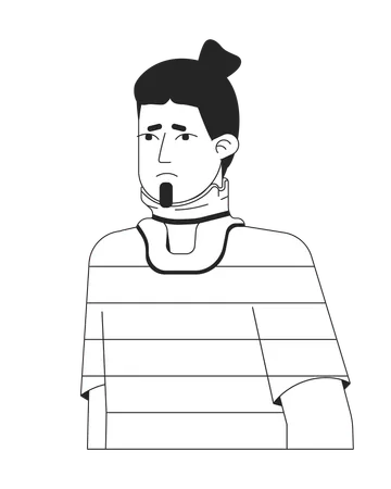 Unhappy guy has neck injury  Illustration