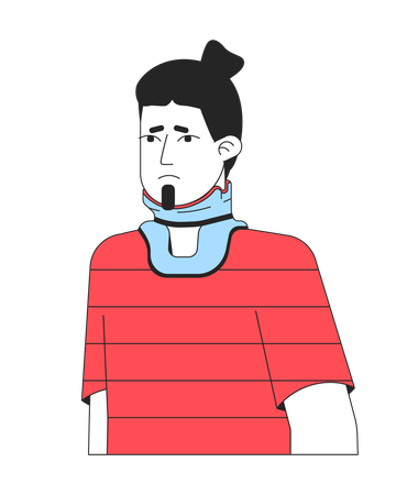 Unhappy guy has neck injury  Illustration