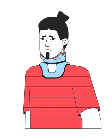 Unhappy guy has neck injury  Illustration