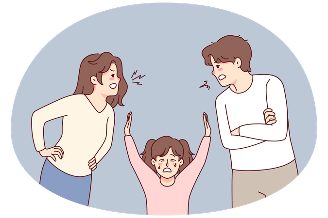 Unhappy kid suffer from kids fighting  Illustration