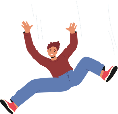 Unhappy man falling from height  イラスト