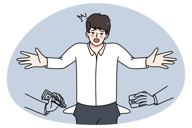 不幸な男性が同僚や通行人に強盗される  イラスト