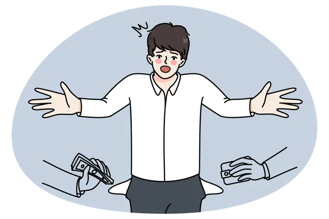 不幸な男性が同僚や通行人に強盗される  イラスト
