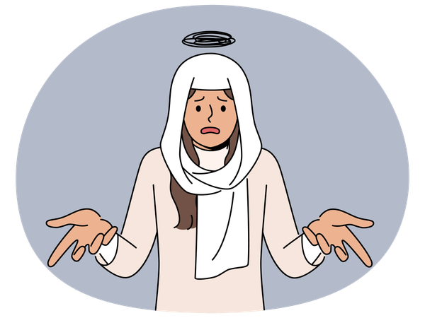 Unhappy muslim woman feeling frustrated  Illustration