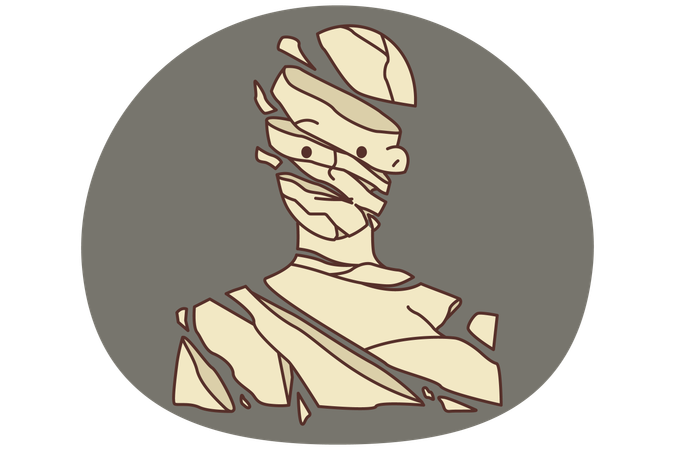 Unhappy person broken into pieces  Illustration
