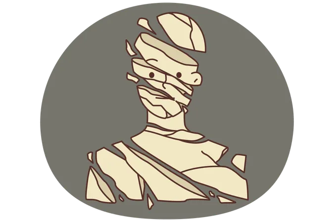 Unhappy person broken into pieces  Illustration