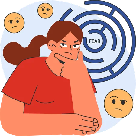 Unhappy woman feel fear  Illustration