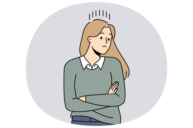 Unhappy woman feel upset frowning  Illustration
