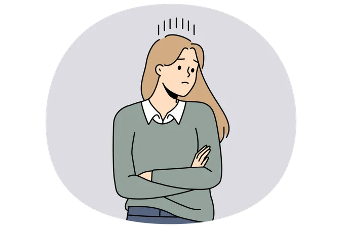 Unhappy woman feel upset frowning  Illustration