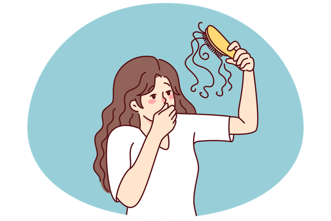 Unhappy woman frustrated with hair loss  Illustration