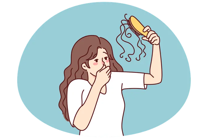 Unhappy woman frustrated with hair loss  Illustration