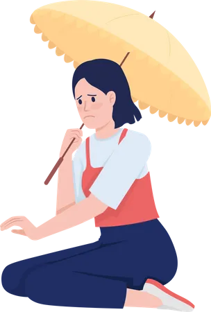 Unhappy woman giving condolence  Illustration