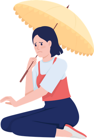 Unhappy woman giving condolence  Illustration