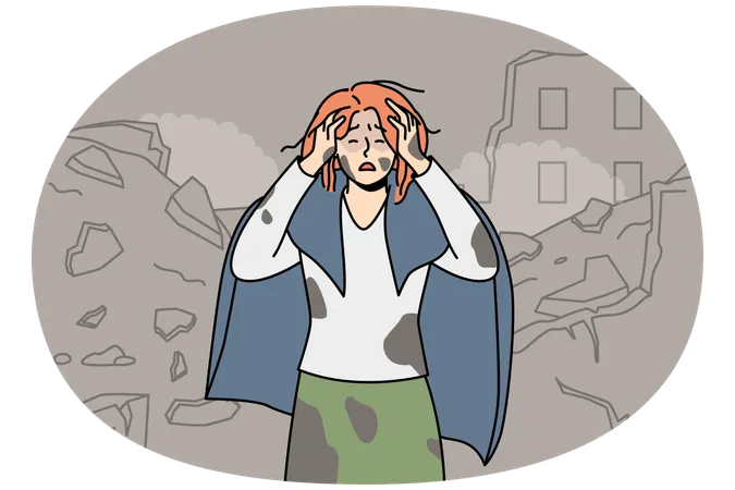 Unhappy woman save after house bombing  Illustration