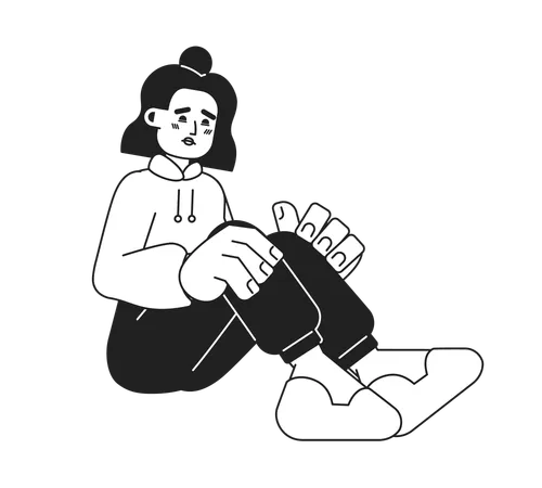 Unhappy woman sitting  Illustration