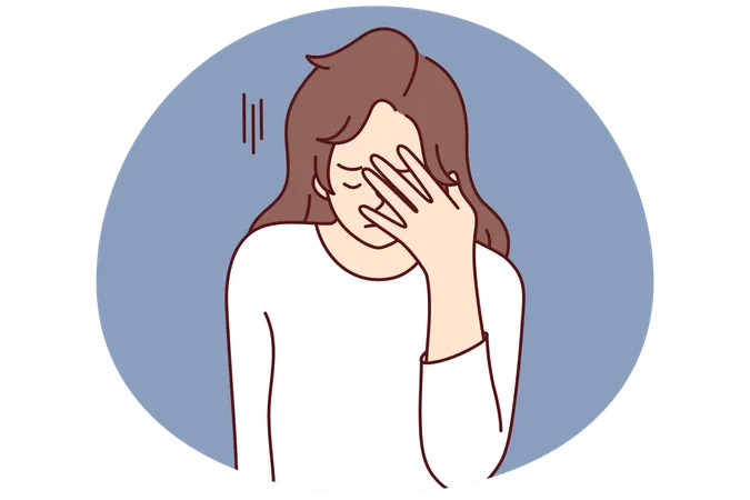 Unhappy woman suffer from migraine  Illustration